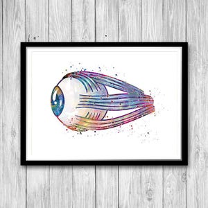 Menselijke oogbol aquarel print oogheelkunde kunst oogarts cadeau optometrie kunst aan de muur