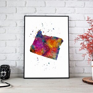Geographie Karte Druck, buntes Aquarell OR State Karte für Home Decor, Geographie Poster, Wandkunst für Kinderzimmer, Kindergarten, Schule, Schulzimmer