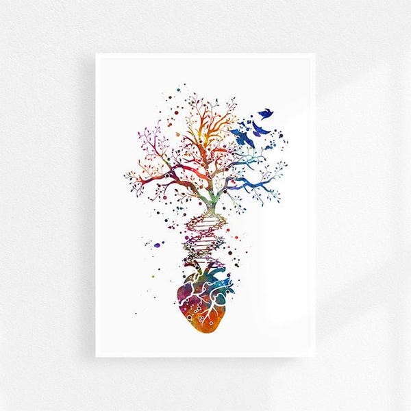 Anatomie kunst dokterspraktijk decor hart DNA boom print medisch student afstudeercadeau, schoolverpleegkundige kunst aan de muur