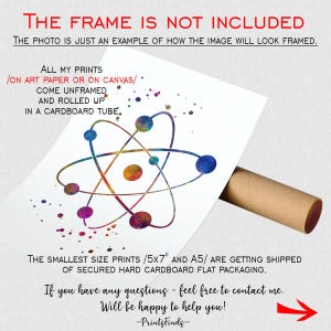 Chemistry Art, Atom Watercolor Print, Science Wall Art, Laboratory Decor, Chemistry Student Gift image 7