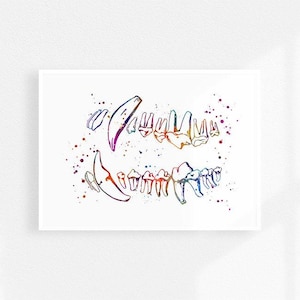 Dog dentistry wall art, veterinary dental clinic decor, Veterinary Dentistry Specialist gift, dog teeth watercolor print