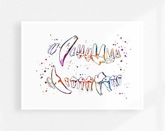 Dog dentistry wall art, veterinary dental clinic decor, Veterinary Dentistry Specialist gift, dog teeth watercolor print
