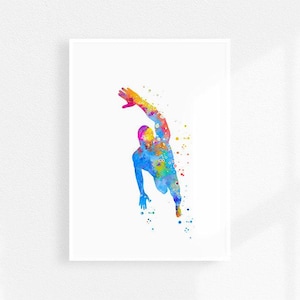 Swimmer watercolor art print, swimming poster