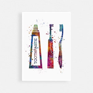 Hygienist Geschenk | Aquarell Druck | Büro Dekor | Zahnpasta und Zahnbürste | Zahnheilkunde