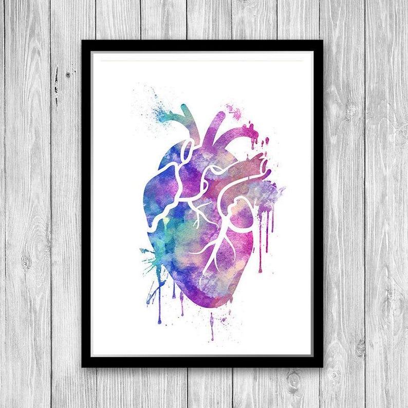 Human Heart Print Set Anatomy Art Watercolor Heart Set of 3 Prints ...
