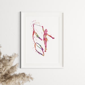 Rhythmic Gymnastics Nursery Decor, Gymnast Watercolor Inspirational Print for girls room wall art, Sports motivational poster child bedroom