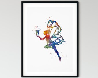 Pediatric Dental Assistant Office Decor, Tooth Fairy Waterclor Art Print