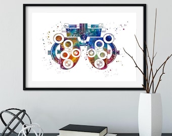 Optometry Art Print – Watercolor Phoropter, Ophthalmology Wall Decor, Eye Doctor Gift, Medical Office Poster