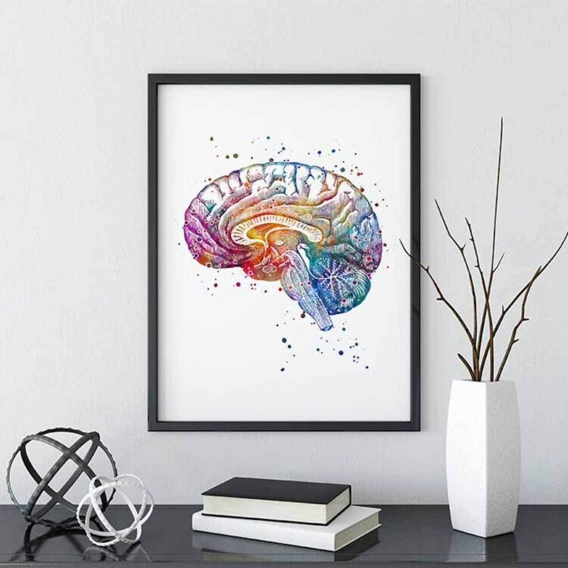 Neuroanatomy Art Print | Brain Anatomy Cross Section | Watercolor ...