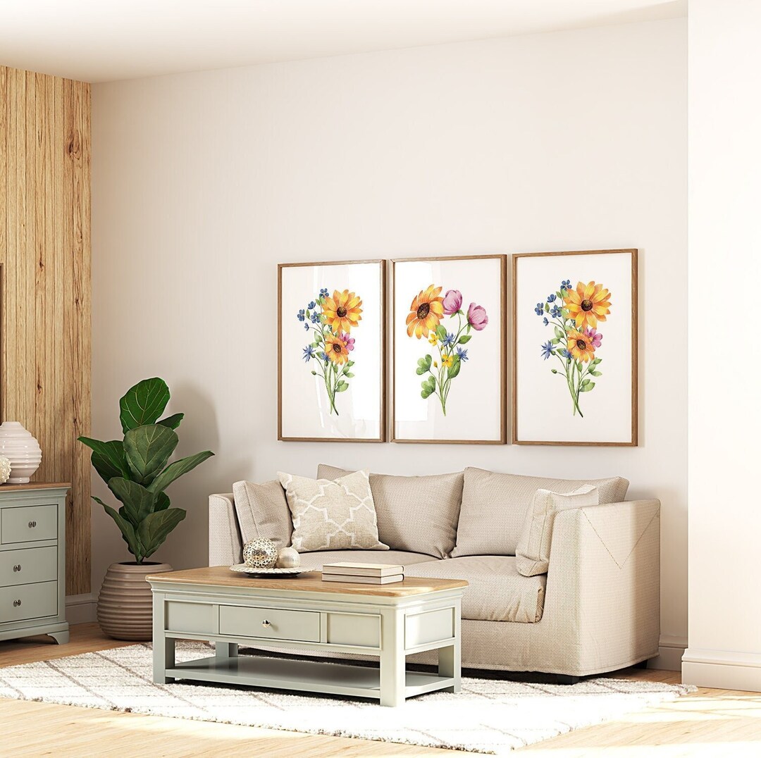 Watercolor Flowers Botanical Print | Multicolored Floral Decoration for ...