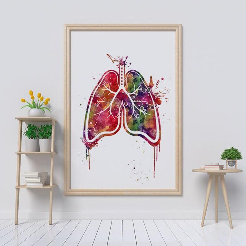 Anatomy Art Set of 3 Heart Brain Lungs Watercolor Prints Medical School ...