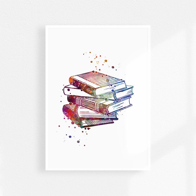 Book Lover Watercolor Books Art Print by pinapurri