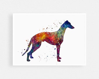 Greyhound watercolor art print, Greyhound wall art for home decor