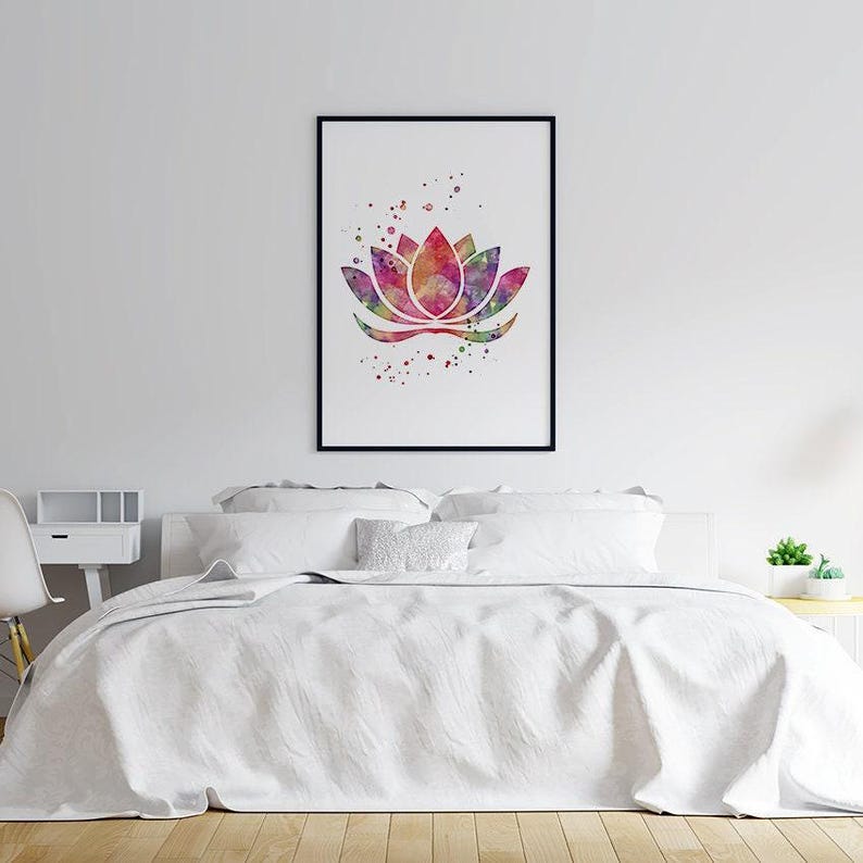 Lotus Flower Watercolor Art Print | SPA Decor | Yoga Poster ...