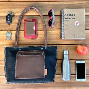 Brown Tote Bag · Black Brown Leather · Black Tote Bag · Elegant Tote · Different Tote · Black Brown Tote