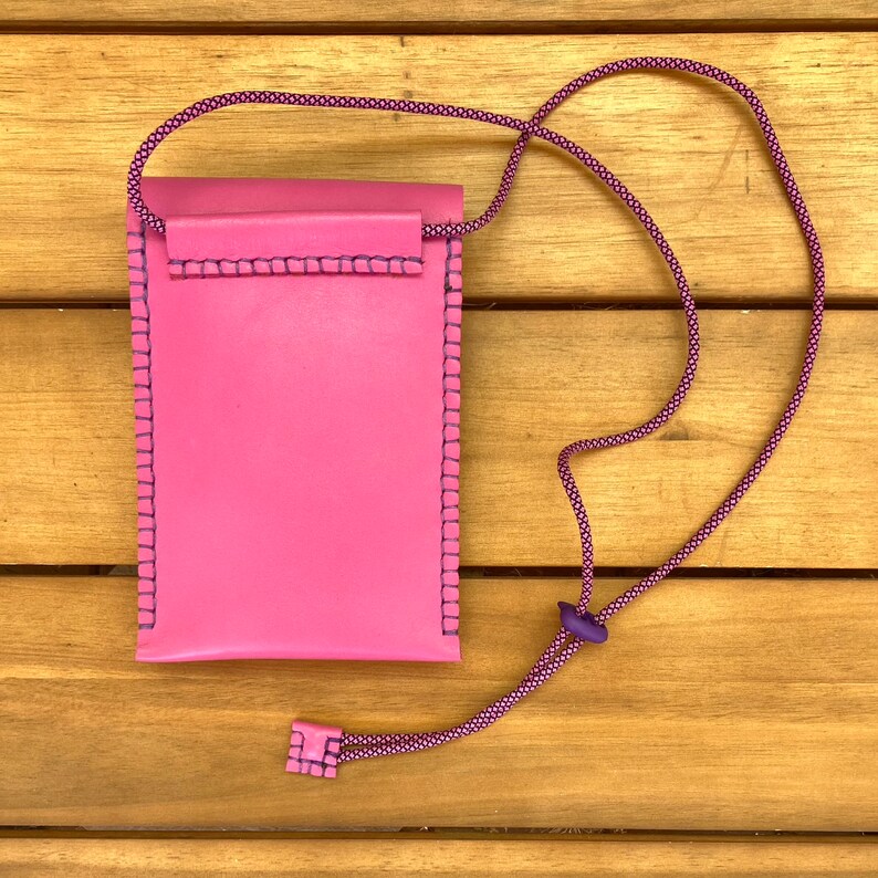 Pink Leather Neck Wallet for Safe Travel Etsy