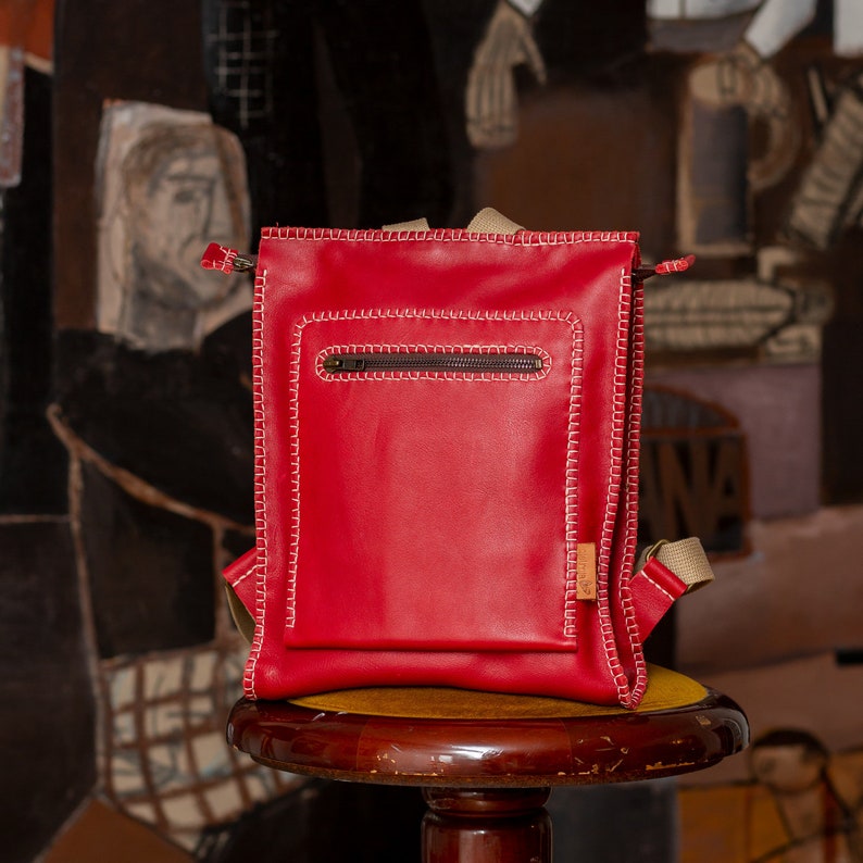 Red Urban Backpack Large Secure Backpack Safe Travel Backpack Unique ...