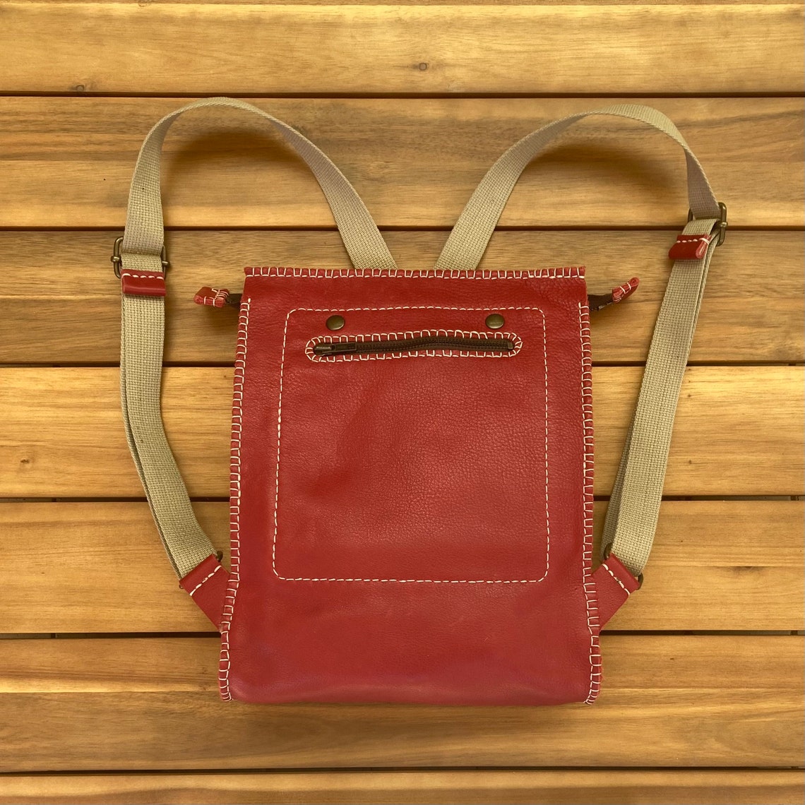 Red Urban Backpack Large Secure Backpack Safe Travel Backpack Unique ...