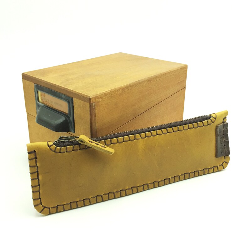 Minimalist old gold leather case