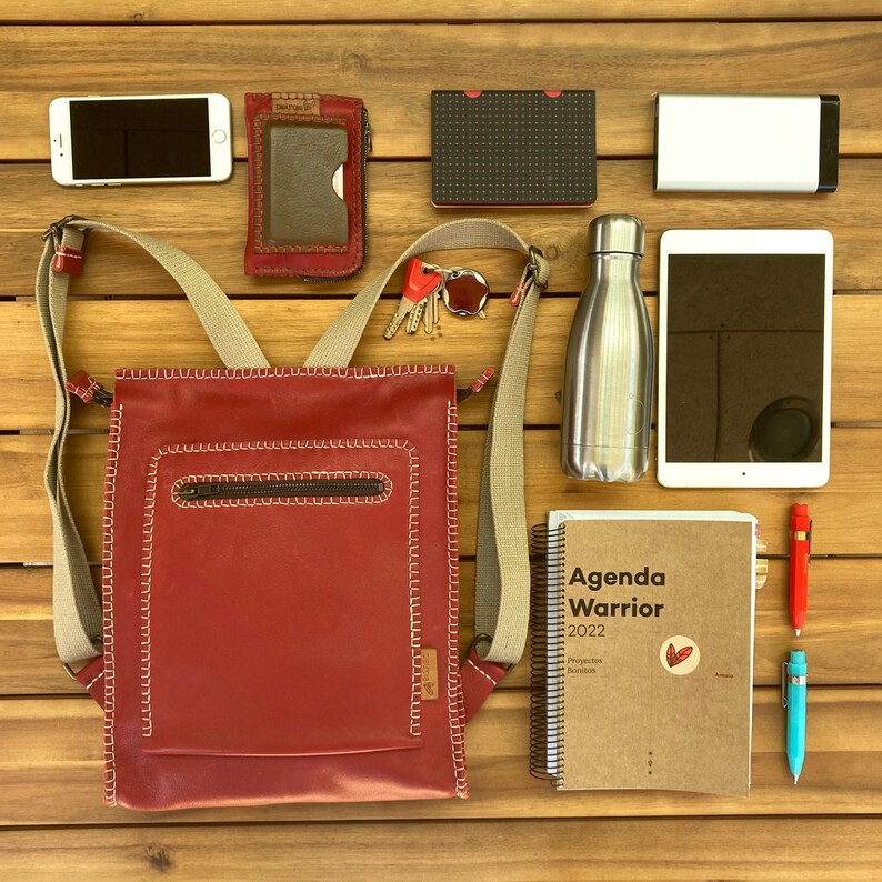 Red Urban Backpack Large Secure Backpack Safe Travel Backpack Unique ...
