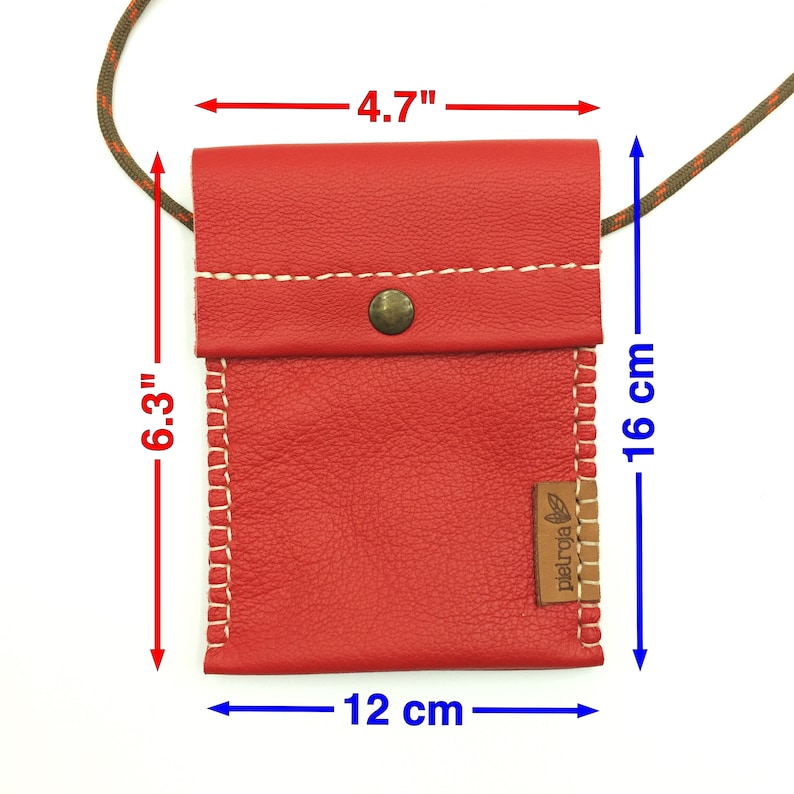 Red Leather Neck Wallet for Safe Travel Etsy