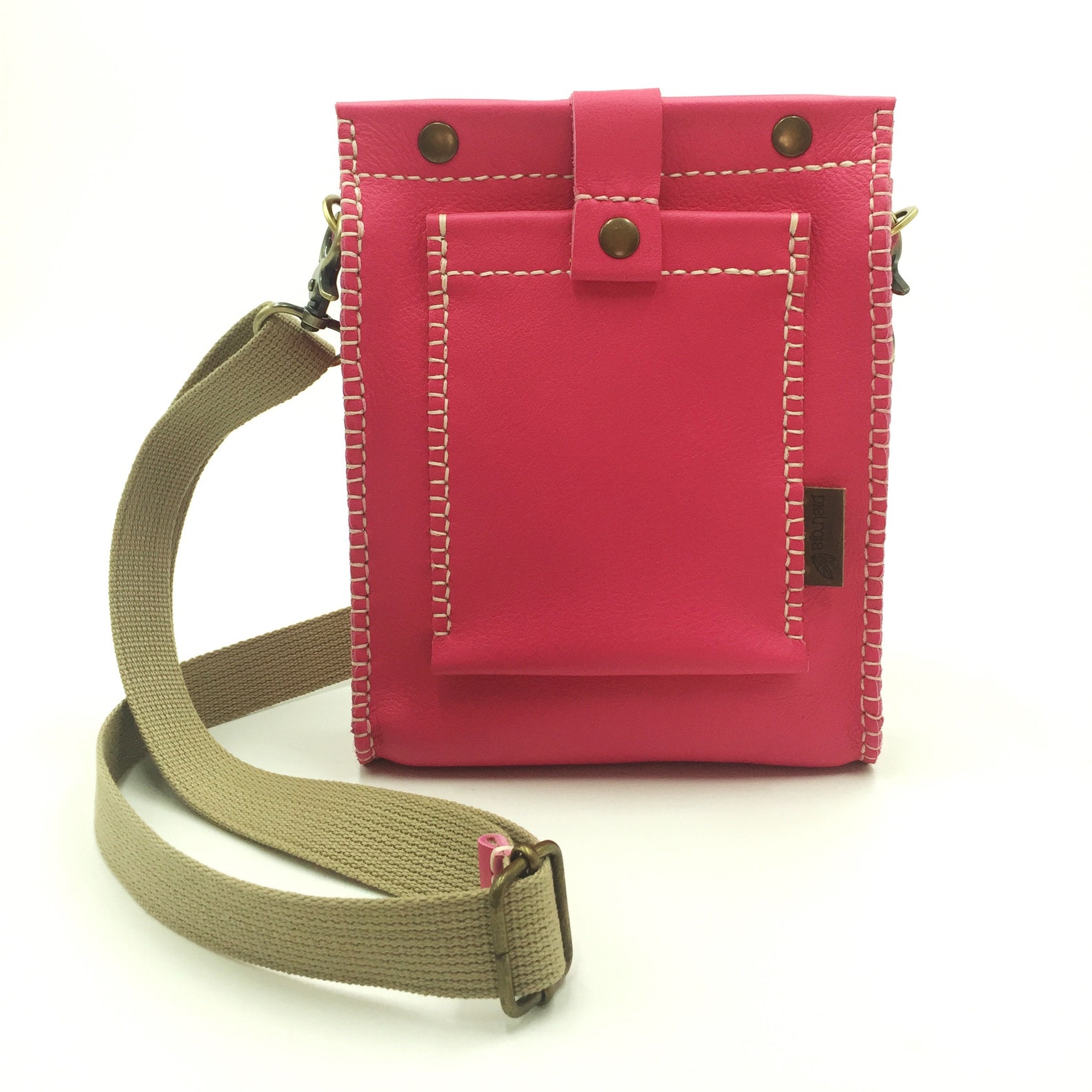 Pink Leather Shoulder Bag Small and Feminist. Etsy