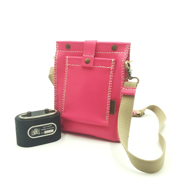 Pink Leather Shoulder Bag Small and Feminist. Etsy