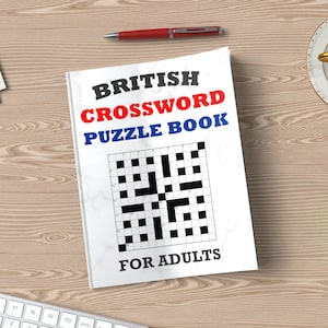 Digital Download 100 Printable British Crossword Puzzles For Adults, Fun Activities Book For Seniors, Large Print Games With Solutions