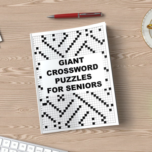 Printable Giant Crossword Puzzles For Seniors, Digital Download 40 Large Print Easy To Read Puzzles, 32x42 grid Mega Size Games With Answers