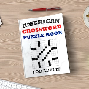 Digital Download 100 Printable American Crossword Puzzles For Adults, Fun Activities Book For Seniors, Large Print Games With Solutions
