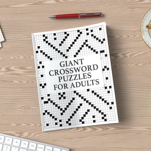 Digital Download 40 Printable Giant Crossword Puzzles For Adults, Large Print Easy To Read Mega Size Games With Solutions