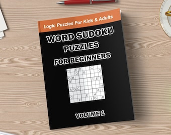 Word Sudoku Puzzles For Beginners Digital Download , 100 Printable Logic Puzzles For Kids & Adults,  Large Print Wordoku Games With Answers