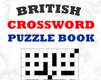 Digital Download 100 Printable British Crossword Puzzles For Adults, Fun Activities Book For Seniors, Large Print Games With Solutions