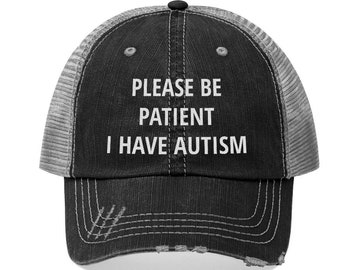 Autism Awareness Trucker Hat, Embroidered Cap For Autistic Person, Autism Aware Gift, Please Be Patient I Have Autism, Be Kind Mesh Hat