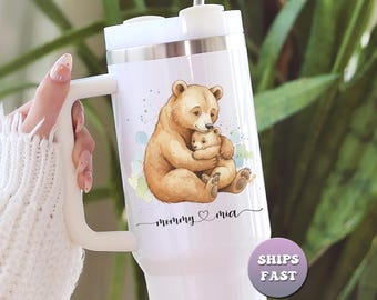 Vaso personalizado de mamá osa, taza de viaje personalizada para mamá, regalo para el Día de la Madre