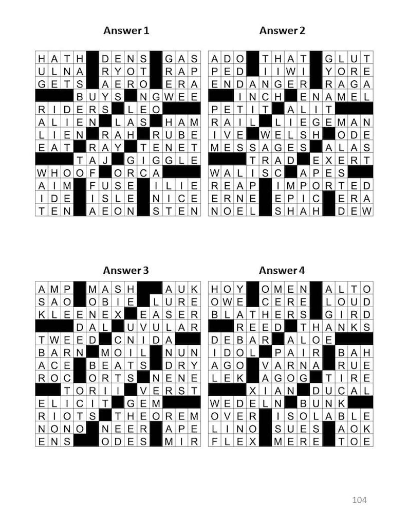 Digital download 100 printable fill in crossword puzzles for etsy
