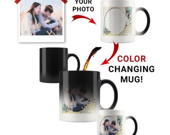 Custom Color Changing Mug With Picture, Magic Heat Change Mug, Personalized Gift For Wife Girlfriend Mom Grandma, Anniversary Birthday Gift