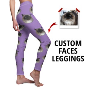 Personalized Leggings with Face, - Custom Christmas Nordic pattern Leggings  For Women-Design Christmas Leggings