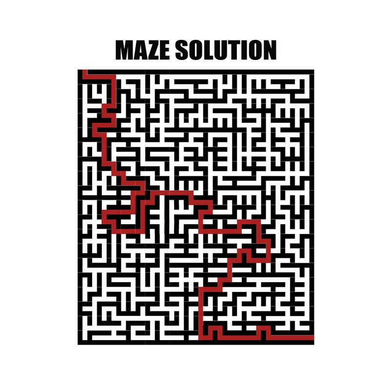 80 Printable Maze Puzzles For Kids &amp; Adults With Answers | Etsy