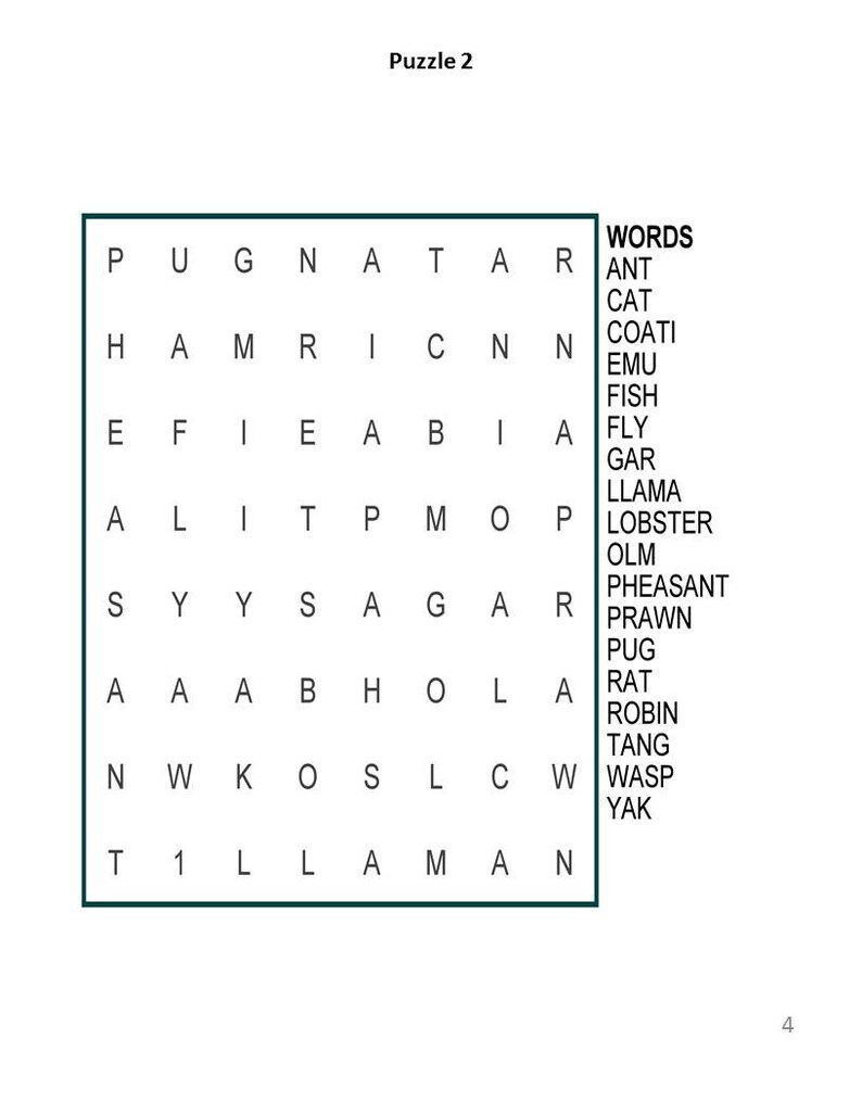 Digital Download 100 Printable Word Search Puzzles for Kids - Etsy