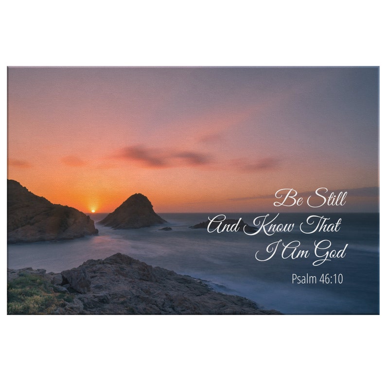 Bible Verse Canvas, Christian Wall Art, Framed Scripture Wall Decor, Religious Wall hangings, Be Still And Know That I Am God, Psalm 46:10 image 2