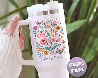 Vaso floral personalizado - Crecer en la gracia - Regalo cristiano