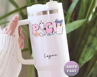Personalized Pedi Nurse Tumbler, Custom Pediatric Nurse Gift, 40oz Travel Mug for RN, Cute Healthcare Worker Cup With Name, Nurse Life