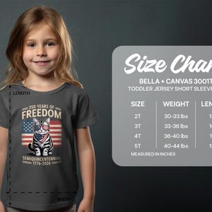 250 Years of Freedom Toddler Jersey Tee, Patriotic Cat Shirt, Toddler Graphic Tee, American Flag Toddler Shirt, USA Independence Toddler Top