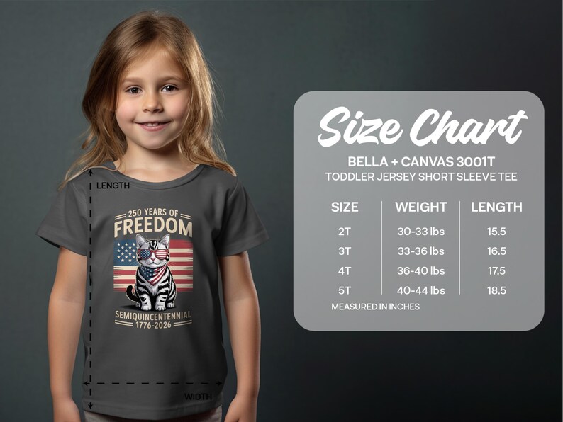 250 Years of Freedom Toddler Jersey Tee, Patriotic Cat Shirt, Toddler Graphic Tee, American Flag Toddler Shirt, USA Independence Toddler Top
