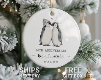 Penguin Anniversary Ornament | Personalized Wedding Keepsake