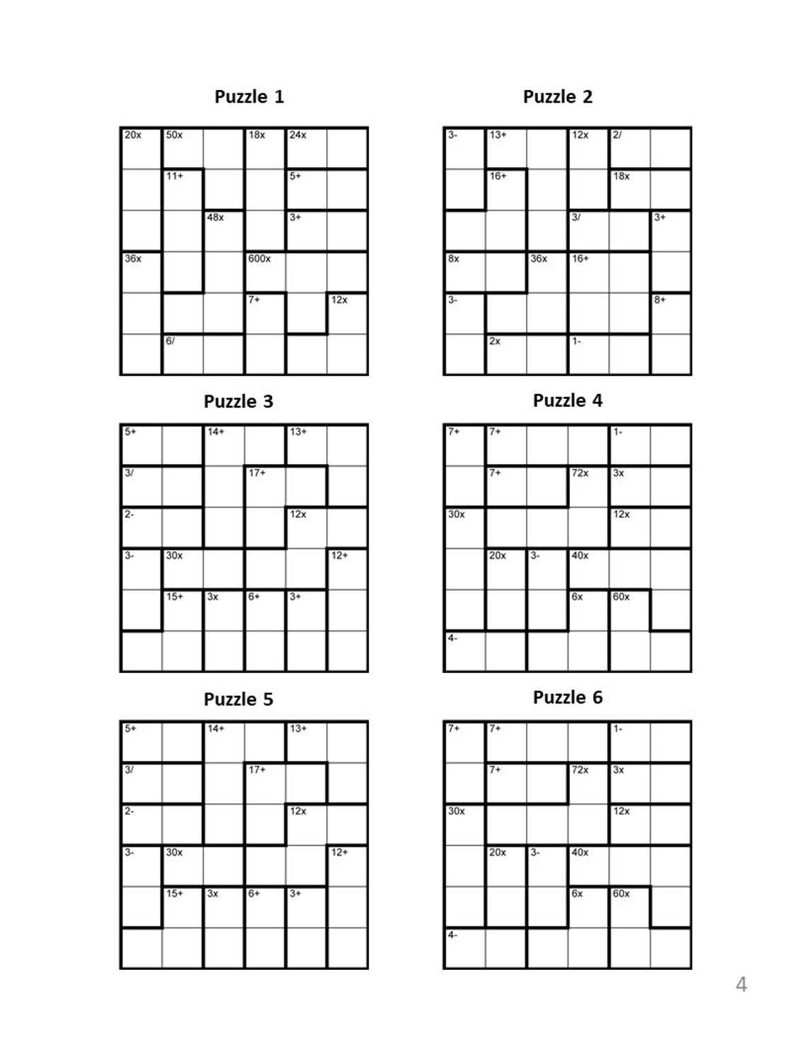 math sudoku puzzles digital download medium level 6x6 grid etsy
