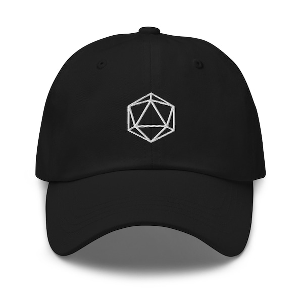 D20 Dice Hat, RPG Gamer Cap, D&D Embroidered Hats, Dungeons and Dragons Caps, DnD Dungeon Master Gaming Gift, Birthday Gifts For Him or Her