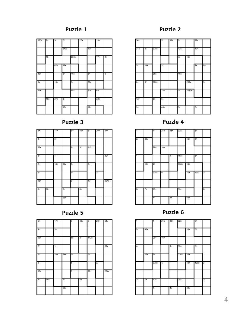 Pdf Sample Of 9x9 Ken Ken Puzzles Yossapol Chadwannamat Academia Edu 