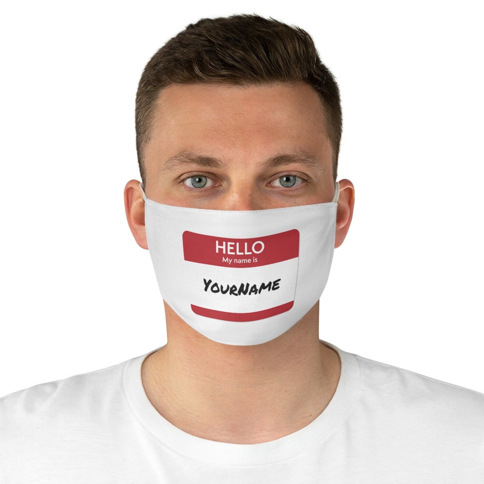Personalized Name Tag Face Mask Hello My Name is Custom Face Etsy
